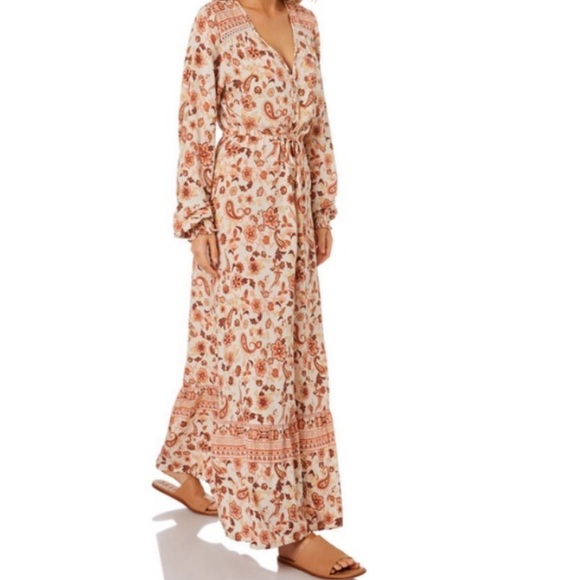 Rip Curl Dessert Dawn Maxi Dress Long Sleeve Small Floral Boho - Picture 12 of 12